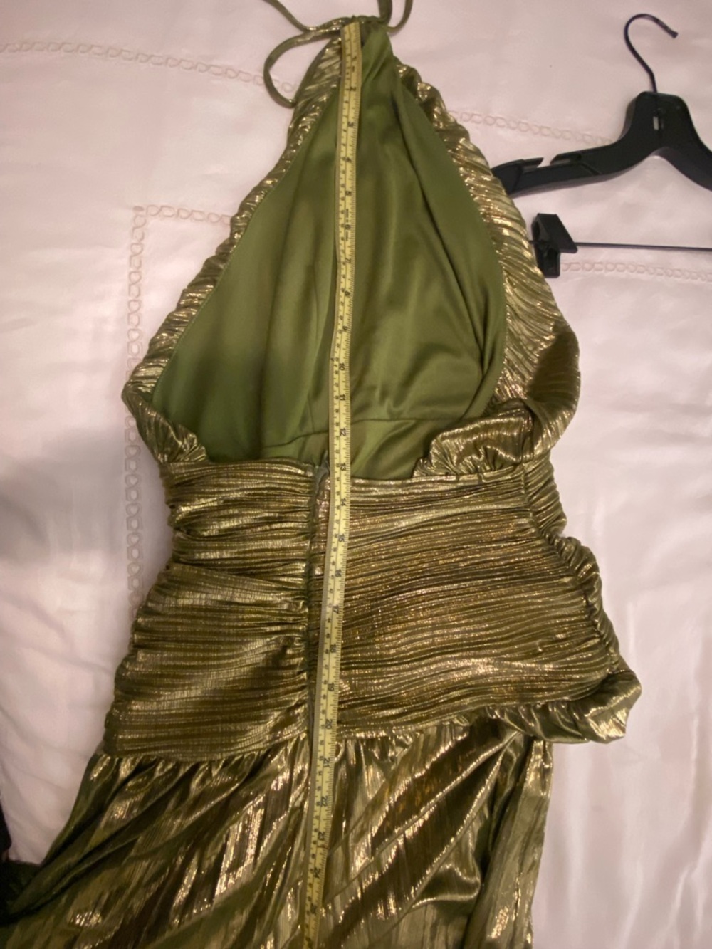 Retrofete Thalia Style Green Metallic Halter Evening Gown - Picture 14 of 16